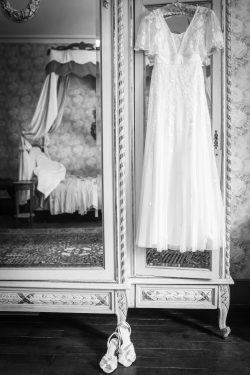 Wedding dress detail at a country wedding in France