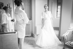 Bride getting ready at a country wedding in France