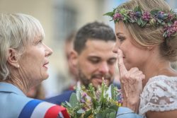 Mother and daughter emotion during a country wedding in France