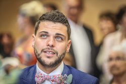 Groom showing emotion during his wedding ceremon