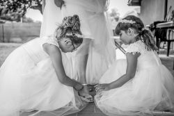 Détails des chaussures de la mariée